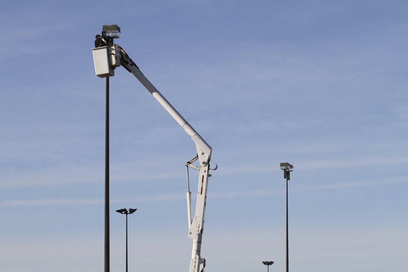 boom truck for parking lot lighting services